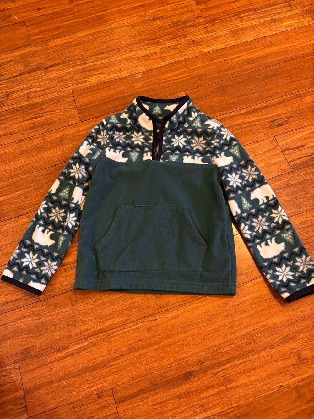 OshKosh B'gosh Green Fleece Pullover with Polar Bear Snowflake Pattern